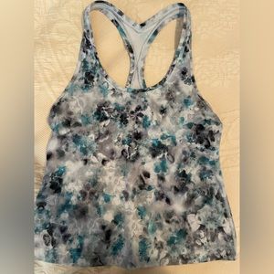 racerback tank top in nulu multi colored blue size six